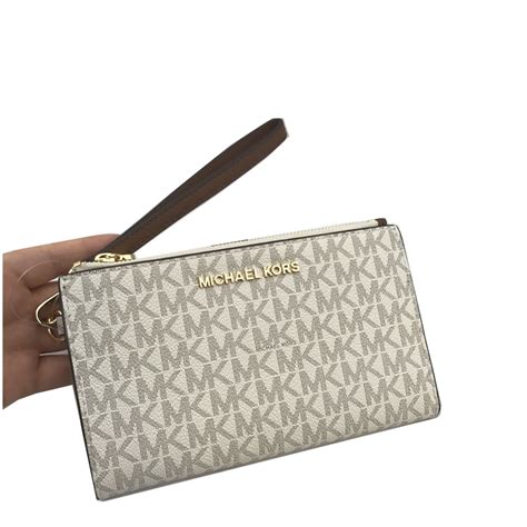 michael kors signature jet set double zip wristlet|mk double zip wallet.